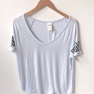 PINK Victoria’s Secret v neck light blue short-sleeve tee, Size S